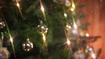 blurred Christmas tree with lights 