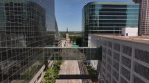 Downtown Saint Louis, Missouri looking at the Old Cathedral catholic, historic church from an aerial view.