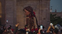 Guadalajara, Mexico - November 14, 2023: La Pequeña Little Amal The Walk a Giant Puppet from the United Nations Represents a Syrian Migrant Girl Journey through Mexico