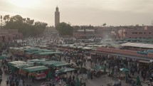 Sunset at Jemaa el-Fnaa Square and Market Place in Medina Quarter Old City Marrakesh, Morocco