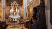 church chapel interiors with saints