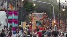 Mexico City, México - November 4, 2023: Crowd at Day of the Dead Grand Parade Dia de Los Muertos Street Celebration