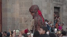 Guadalajara, Mexico - November 14, 2023: La Pequeña Little Amal The Walk a Giant Puppet from the United Nations Represents a Syrian Migrant Girl Journey through Mexico