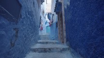 Narrow Street Alleyway Maze in Chefchaouen Chaouen The Blue Pearl City in the Rif Mountains of northwest Morocco