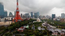 Time-lapse of Tokyo Tower in Minato, Tokyo, Japan.