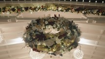 Colorful Christmas Wreath Ornaments Decoration - Balls, Flowers and Golden Ribbon