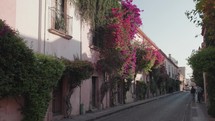 Beautiful Small Narrow Street Alley in Historic Center Quarter District Santiago de Querétaro, Mexico