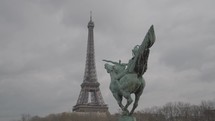 Paris, France - The Tour Eiffel Tower La dame de fer and La France renaissante