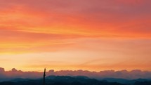 Stunning red sky over the city silhouettes