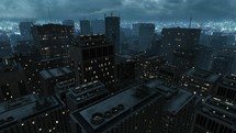 City lights at night. Drone like footage.