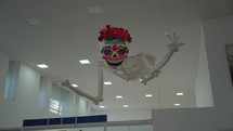 Human Skeleton of Day of the Dead Dia De Los Muertos Hanging on the Ceiling