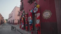 San Miguel de Allende, Mexico - Colorful Papel Picados, Skeletons and Skulls Display The Streets during Day of The Dead Dia de Los Muertos Festival