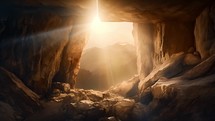 God's power beam of light entering the tomb of jesus