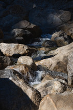 Water moving through rocks in Yosemite