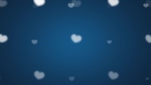 White hearts on blue background