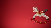 Carousel Horse decoration with red background 