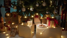 Gift packages under Christmas tree