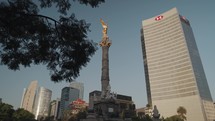 The Angel of Independence Mexico City during Day of The Dead with Display Sculpture of Skeleton and Sugar Skull
