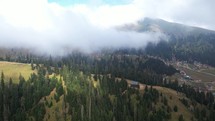Foggy mountains in summer