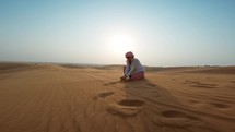 Woman Feeling Free In The Desert 