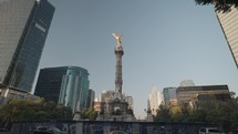 The Angel of Independence Mexico City during Day of The Dead with Display Sculpture of Skeleton and Sugar Skull