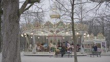Paris, France - Traditional Merry-go-round Carousel in Jardin des Tuileries Garden