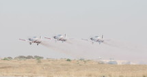 Israeli Air force aerobatics team performing during an airshow.