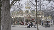 Paris, France - Traditional Merry-go-round Carousel in Jardin des Tuileries Garden