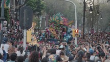 Mexico City, México - November 4, 2023: Crowd at Day of the Dead Grand Parade Dia de Los Muertos Street Celebration