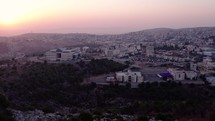Drone footage overlooking Nazareth in Israel.