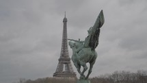 Paris, France - The Tour Eiffel Tower La dame de fer and La France renaissante