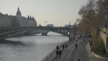 Pont Notre-Dame bridge crosses the Seine River Paris, France