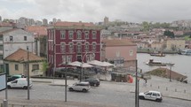 Porto, Portugal - A McDonald's with a beautiful old building by the Douro River in Porto.