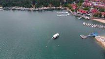 Cinematic Aerial Shot of Paddle Steamer on Lake Arrowhead