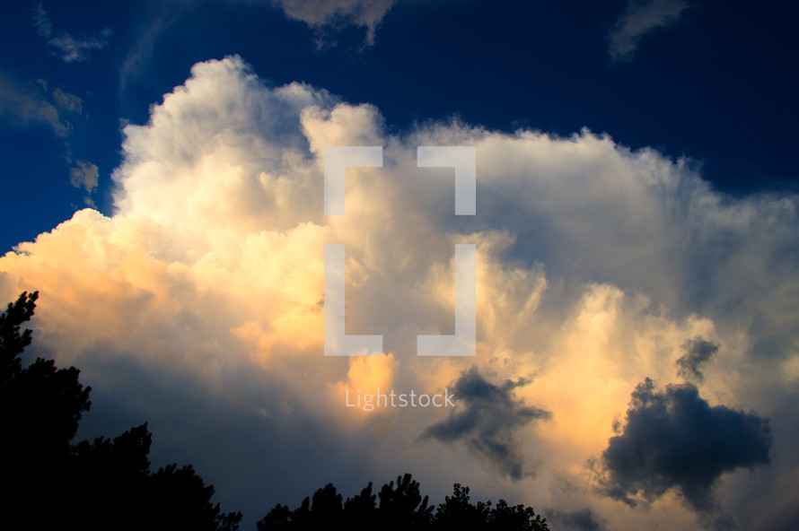 Clouds, sky during weather changes in Piedmont of North Carolina, near sunset