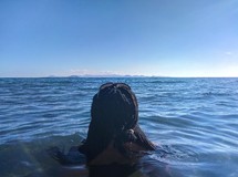 woman swimming in the ocean 