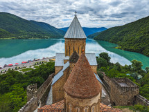 Church complex by the lake