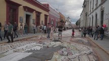 Oaxaca, Mexico - November 1, 2023: Day of The Dead Dia de Los Muertos Calavera Sugar Skull Sand Painting and Sculpture