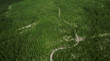 aerial view above a mountain highway 