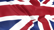 British flag waving 3d animation. England flag. Seamless looping UK flag animation 