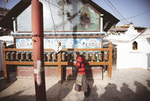A prayer wheel in Tibet
