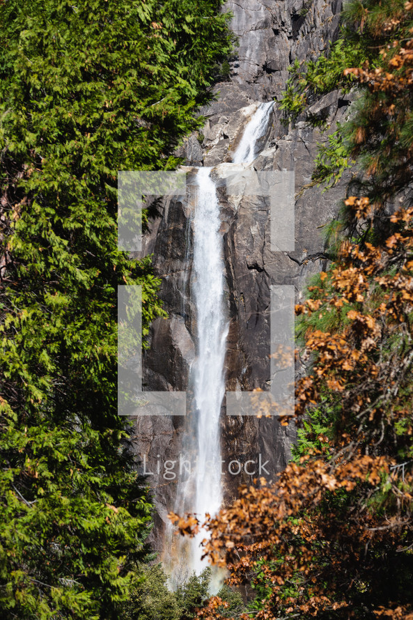 Waterfall over rocks in Yosemite