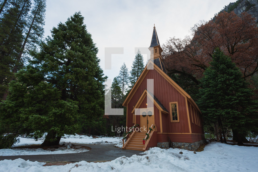 Small Christmas chapel in Yosemite