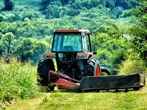 Tractor plowing a field.