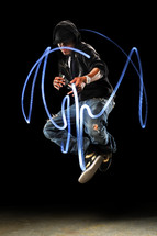 hip hop dancer drawing with light 