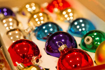 colorful Christmas ornaments in packaging 