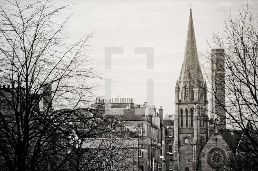 distant steeple in Edinburgh 