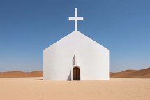 Chapel and cross in the middle of the desert. Bring His word