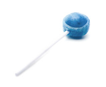 Single Blue Lollipop on a White Background