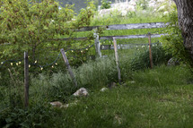 rustic fence with lights